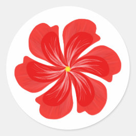 Vibrant Red Petal Bloom - Minimalist Floral Art ラウンドシール