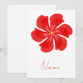 Vibrant Red Petal Bloom - Minimalist Floral Art 招待状 (正面/裏面)