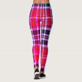 Vibrant Red Pink Aqua Modern Plaid レギンス (裏面)