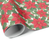 Vibrant Red Poinsettia Blooms Elegant Floral  ラッピングペーパー (ロールコーナー)
