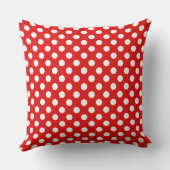 Vibrant Red Polka Dot Pattern Design クッション (裏面)