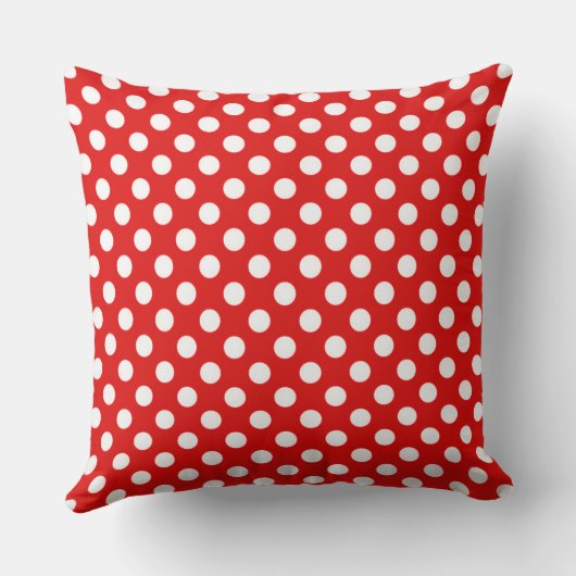 Vibrant Red Polka Dot Pattern Design クッション (裏面)