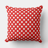 Vibrant Red Polka Dot Pattern Design クッション (正面)