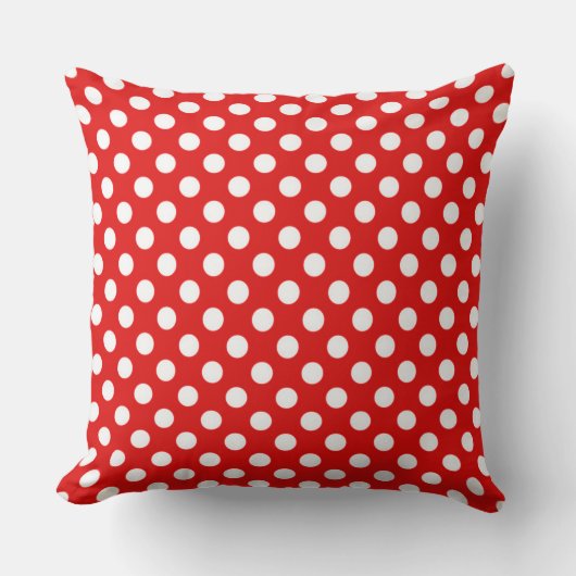 Vibrant Red Polka Dot Pattern Design クッション (正面)