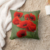 Vibrant Red Poppies Artistic Floral Throw Pillow クッション (ブランケット)