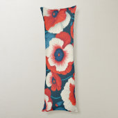 Vibrant Red Poppy Floral  ボディピロー (裏面 (縦))