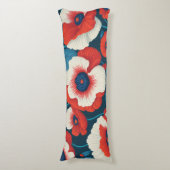 Vibrant Red Poppy Floral  ボディピロー (正面縦)