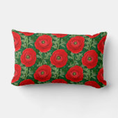 Vibrant Red Ranunculus Floral Pattern ランバークッション (裏面)