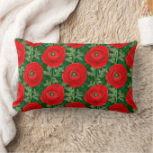 Vibrant Red Ranunculus Floral Pattern ランバークッション (ブランケット)
