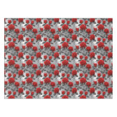 Vibrant Red Roses On A Metallic Silver Background  テーブルクロス (正面(横))