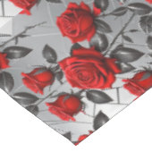 Vibrant Red Roses On A Metallic Silver Background  テーブルクロス (アングル)
