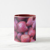 Vibrant Red Strawberry Pattern Ceramic Coffee Mug マグカップ (中央)