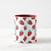 Vibrant Red Strawberry Pattern Ceramic Coffee Mug マグカップ (中央)