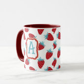 Vibrant Red Strawberry Pattern Ceramic Coffee Mug マグカップ (正面左)