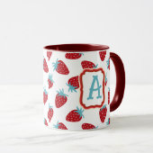 Vibrant Red Strawberry Pattern Ceramic Coffee Mug マグカップ (正面右)