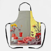 Vibrant Red Yellow Arrangement Design エプロン (正面)