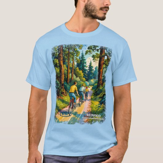 Vibrant Redwood Forest Family Bike Ride Custom Tシャツ (正面)