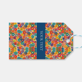 Vibrant Retro 60s Daisy Flower Power Pattern ギフトタグ