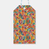 Vibrant Retro 60s Daisy Flower Power Pattern ギフトタグ (裏面)