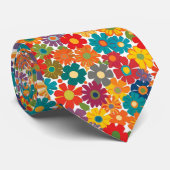 Vibrant Retro 60s Daisy Flower Power Pattern ネクタイ (ロール)