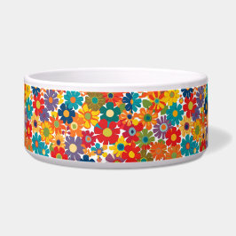 Vibrant Retro 60s Daisy Flower Power Pattern ボウル