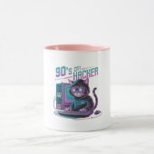 Vibrant Retro 90s Cat Hacker Mug マグカップ (中央)