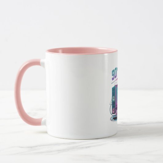 Vibrant Retro 90s Cat Hacker Mug マグカップ (左)