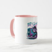 Vibrant Retro 90s Cat Hacker Mug マグカップ (正面左)