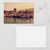 Vibrant retro coral sunset Bodrum harbor shore 名刺 (正面/裏面)