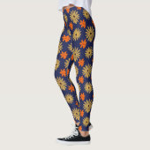 Vibrant Retro Daisy Floral Seamless Pattern Leggin レギンス (左)