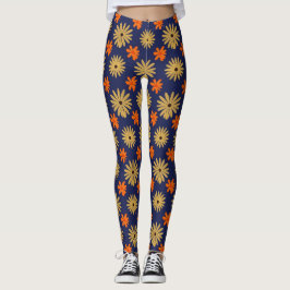 Vibrant Retro Daisy Floral Seamless Pattern Leggin レギンス