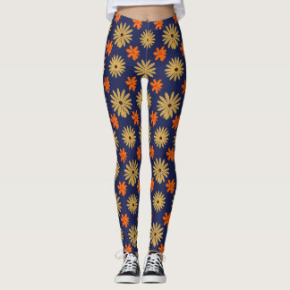 Vibrant Retro Daisy Floral Seamless Pattern Leggin レギンス
