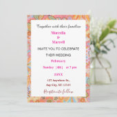 Vibrant Retro Floral Pattern Illustration 招待状 (スタンド正面)