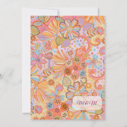 Vibrant Retro Floral Pattern Illustration 招待状 (裏面)