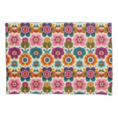 Vibrant RETRO Folk Art Flowers BOHO Floral Pattern 枕カバー (正面)