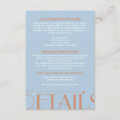 Vibrant Retro Groovy Blue Wedding Details エンクロージャーカード (正面)