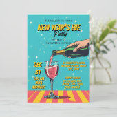 Vibrant Retro Pop Art New Year's Eve Party 招待状 (スタンド正面)