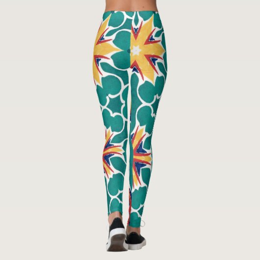 Vibrant Retro Starburst Geometric Pattern Leggings レギンス (裏面)