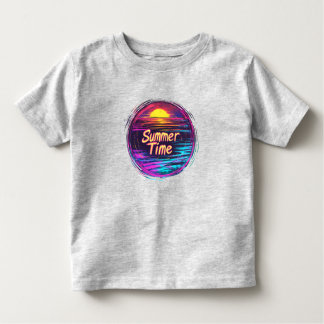 Vibrant Retro “Summer Time” Sunset T-Shirt トドラーTシャツ