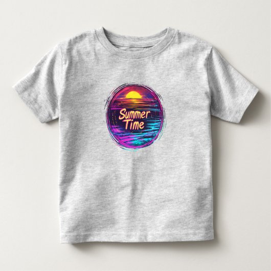 Vibrant Retro “Summer Time” Sunset T-Shirt トドラーTシャツ (正面)