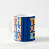 Vibrant Retro 'THANKS' Mug | Playful Polka Dot Des コーヒーマグカップ (正面左)