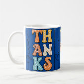 Vibrant Retro 'THANKS' Mug | Playful Polka Dot Des コーヒーマグカップ (左)