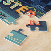 Vibrant Rochester skyline at sunset ジグソーパズル (側面)