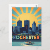 Vibrant Rochester skyline at sunset ポストカード (正面/裏面)