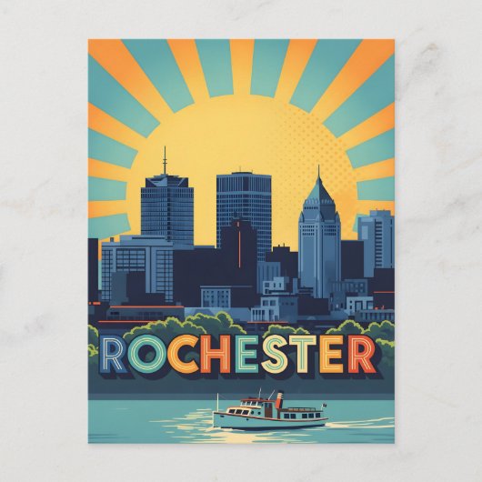 Vibrant Rochester skyline at sunset ポストカード (正面)