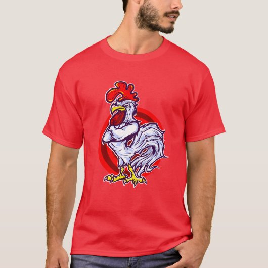 Vibrant Rooster Illustration Graphic T-shirt Tシャツ (正面)