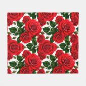 Vibrant Rose Pattern With Red And Pink Roses フリースブランケット (正面(横))