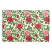 Vibrant Rose Pattern With Red And Pink Roses 枕カバー (裏面)