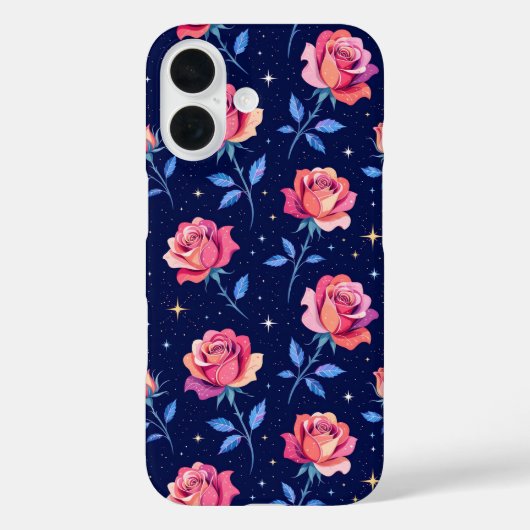 Vibrant Roses Against Starry Night Sky Case-Mate iPhoneケース (裏面)