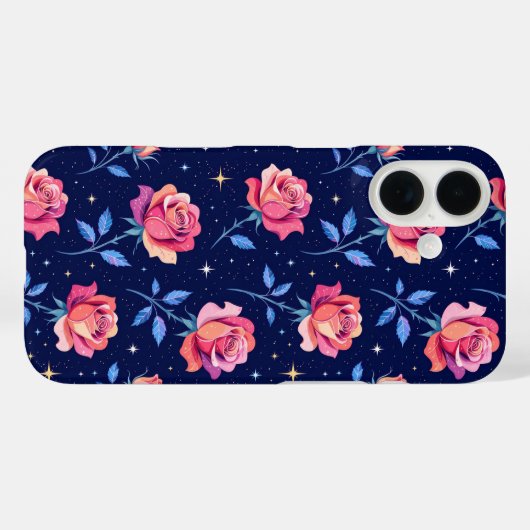 Vibrant Roses Against Starry Night Sky Case-Mate iPhoneケース (裏面 (横))